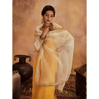 Roze Kainat Dupatta-White