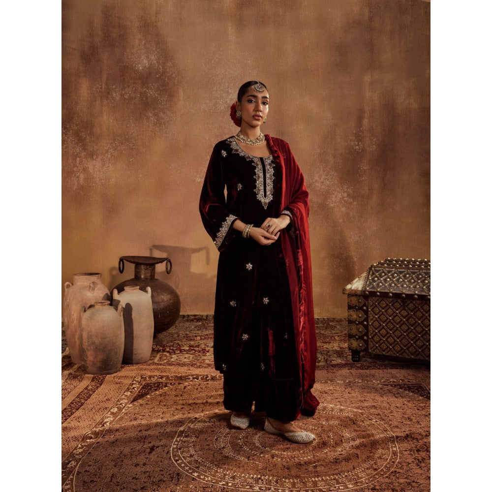 Roze Rubina Wine Dupatta