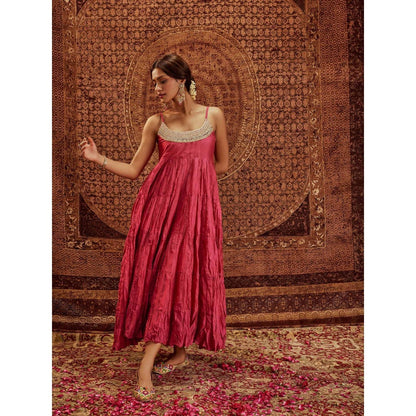 Roze Tara Pink Anarkali with Churidar & Dupatta (Set of 3)