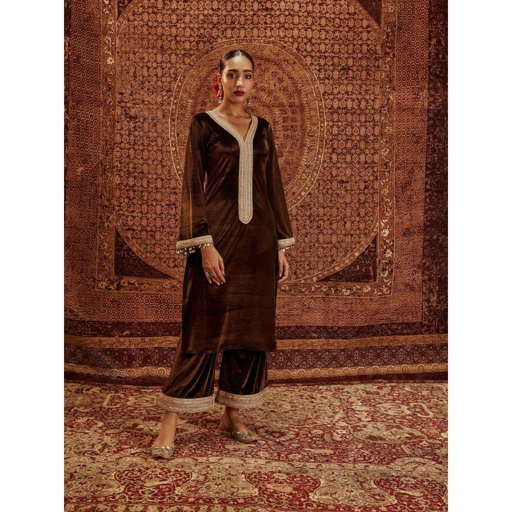 Roze Nargis Brown Kurta & Palazzo (Set of 2)