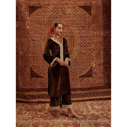 Roze Nargis Brown Kurta & Palazzo (Set of 2)