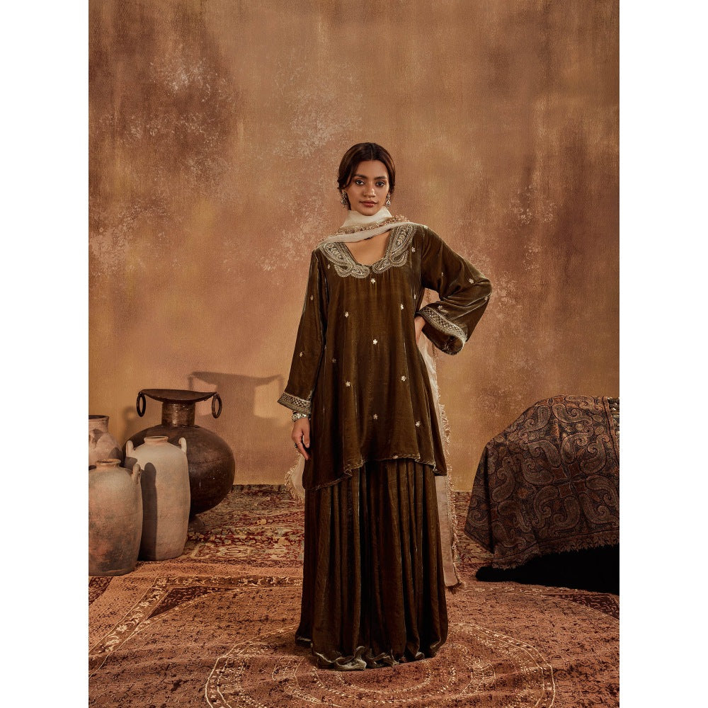 Roze Razia Green Kurta & Sharara (Set of 2)