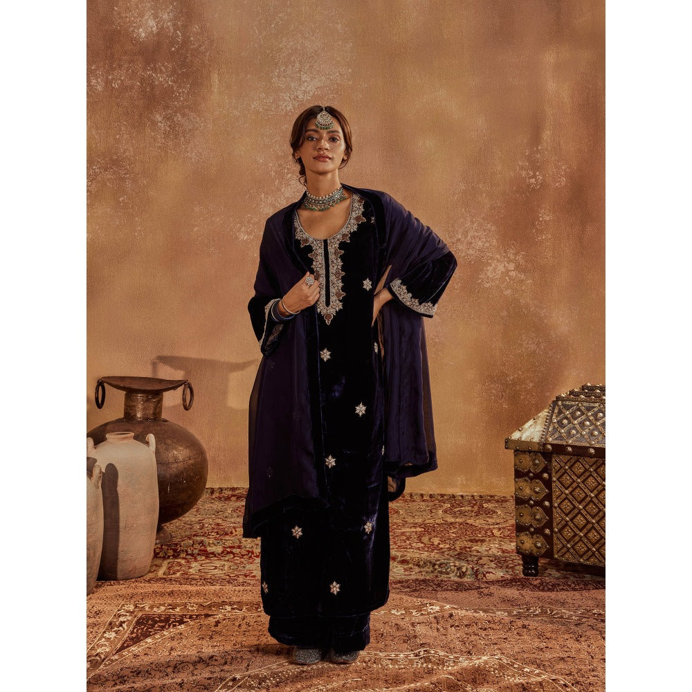 Roze Rubina Blue Kurta with Pant & Dupatta (Set of 3)