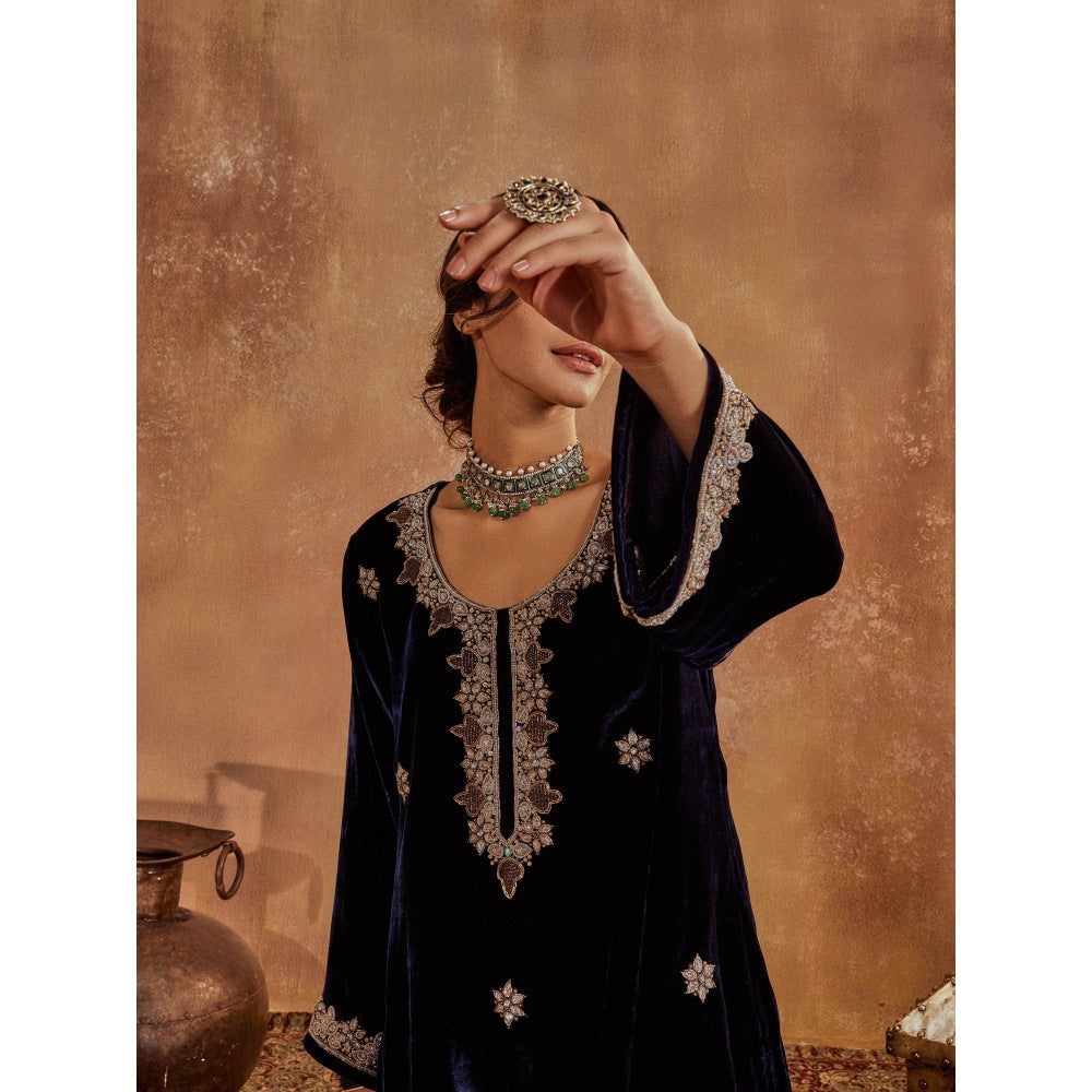 Roze Rubina Blue Kurta with Pant & Dupatta (Set of 3)
