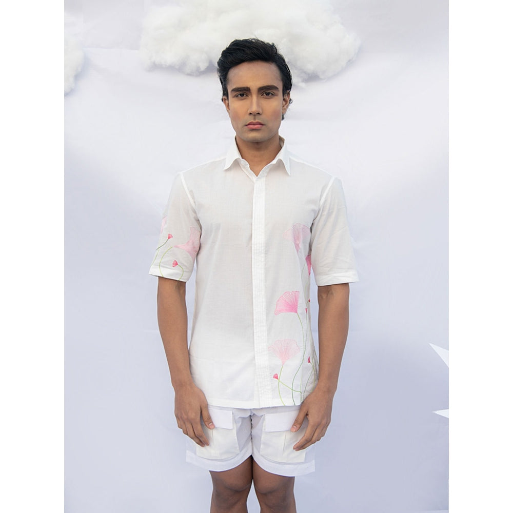 Runit Gupta Pink Gingko Leaf Line Shirt