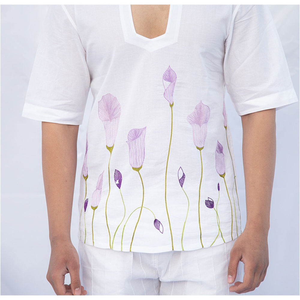 Runit Gupta Purple Calla Lily Line Shirt