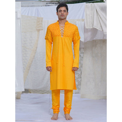 Runit Gupta Yellow Kurta (Set of 2)