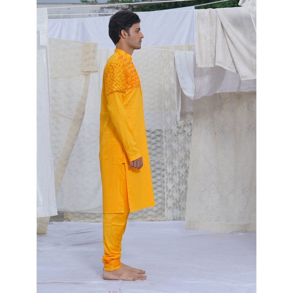 Runit Gupta Yellow Kurta (Set of 2)