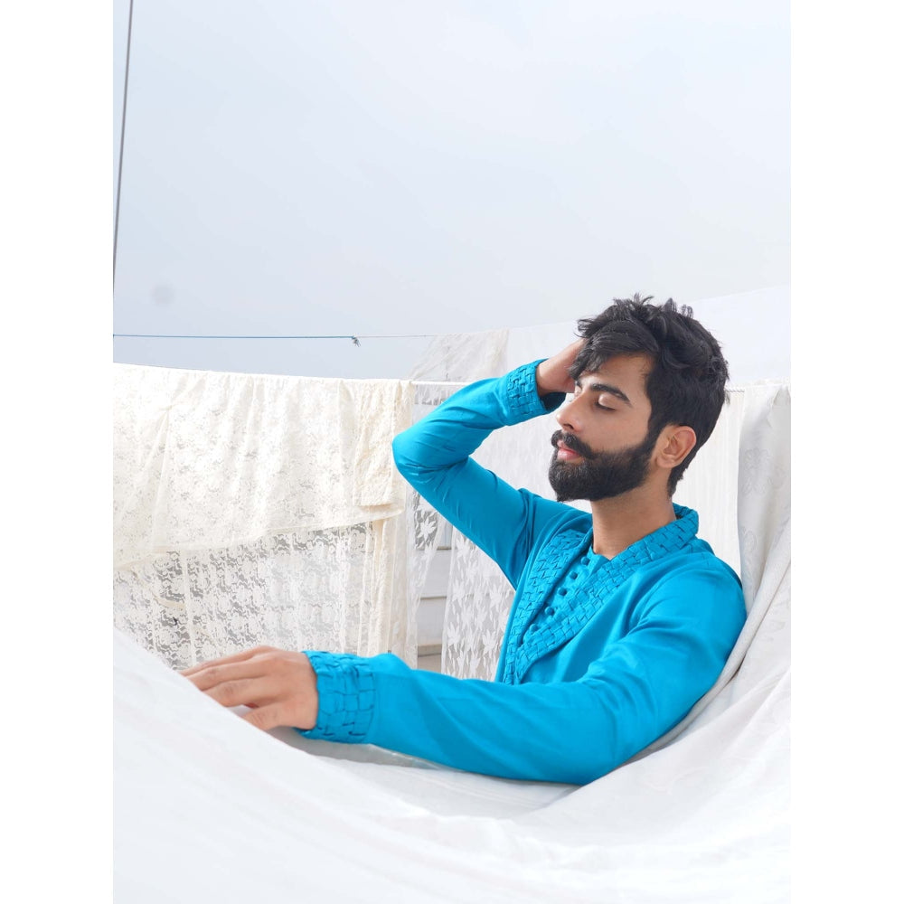 Runit Gupta Blue Kurta(Set of 2)
