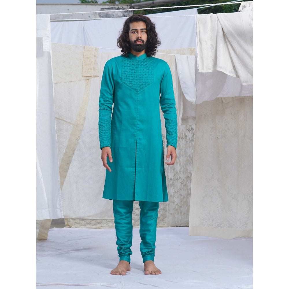 Runit Gupta TurqoiseKurta (Set of 2)