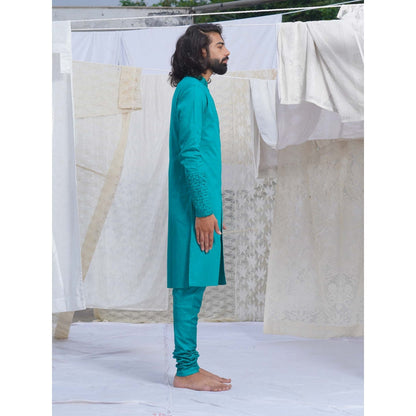 Runit Gupta TurqoiseKurta (Set of 2)