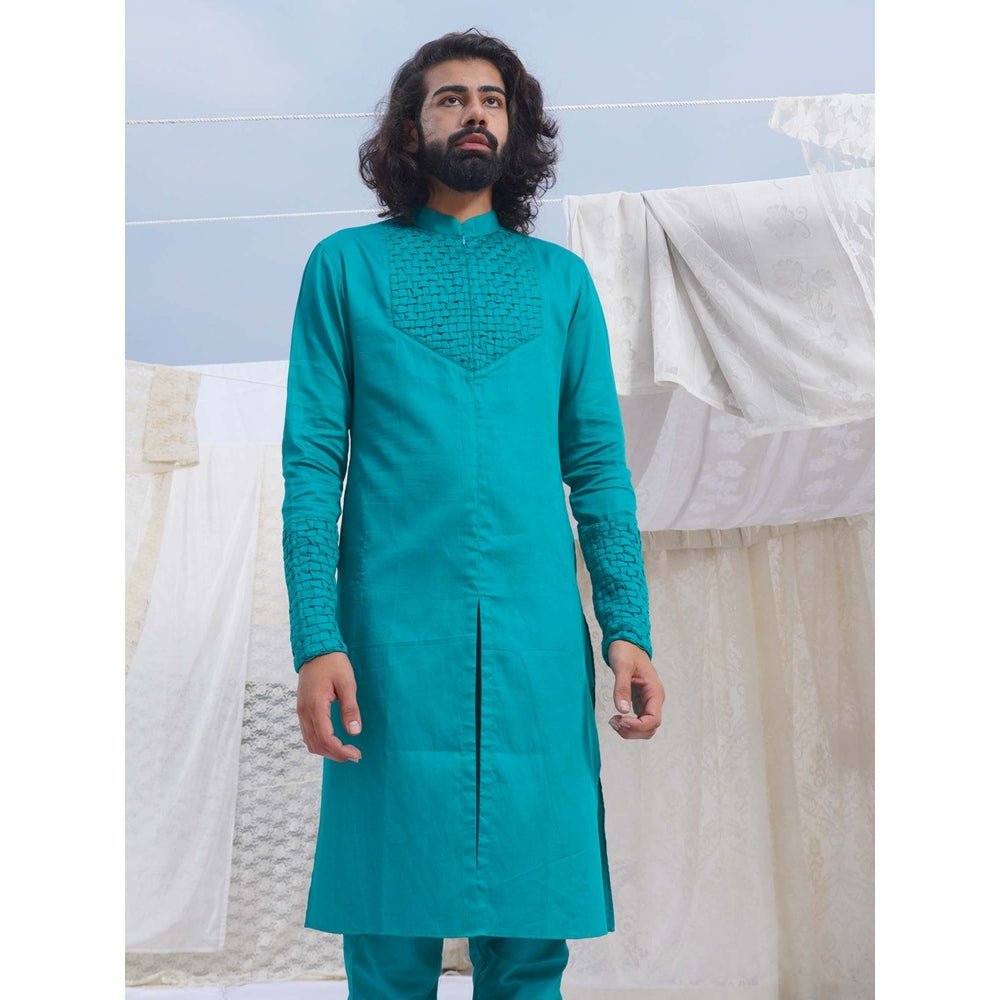 Runit Gupta TurqoiseKurta (Set of 2)