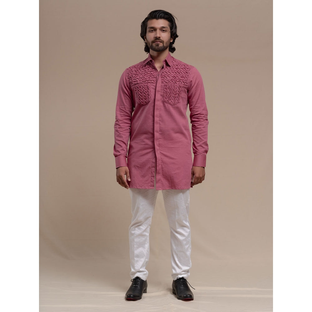 Runit Gupta Onion Pinksmocking Short Kurta-Tuxedo Shirt (Set of 2)