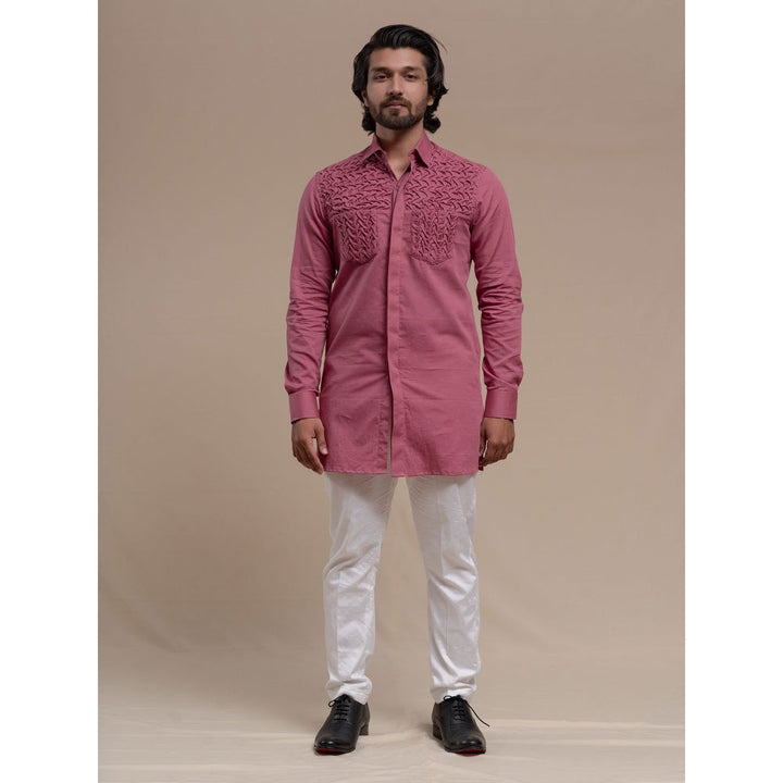 Runit Gupta Onion Pinksmocking Short Kurta-Tuxedo Shirt (Set of 2)