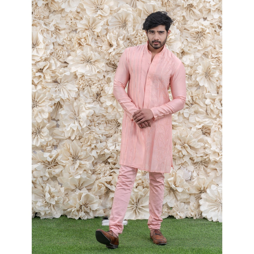 Runit Gupta Bloosom Pink Embroidered Kurta (Set of 2)