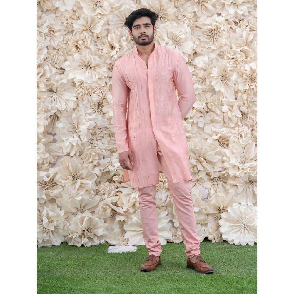 Runit Gupta Bloosom Pink Embroidered Kurta (Set of 2)