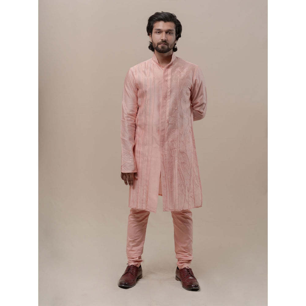 Runit Gupta Bloosom Pink Embroidered Kurta (Set of 2)