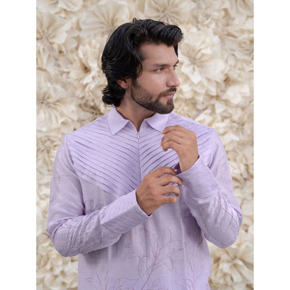 Runit Gupta Lilac Embroidered Kurta (Set of 2)