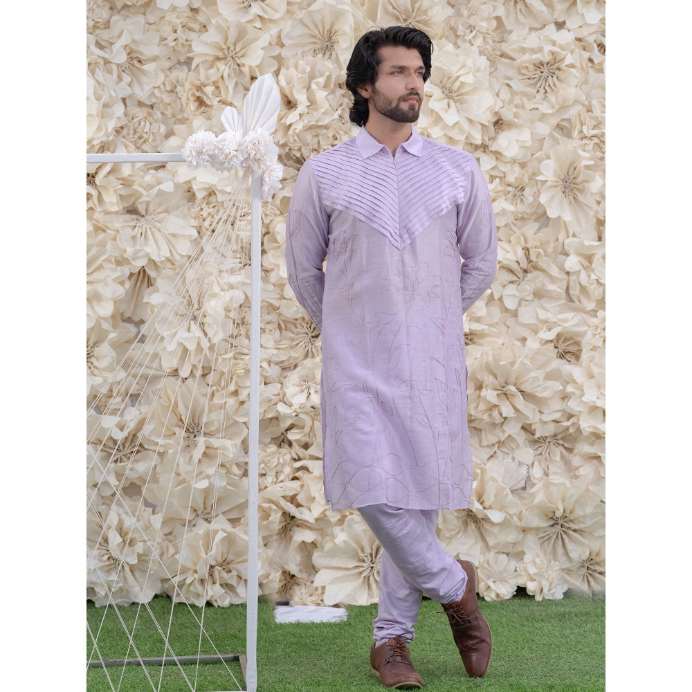 Runit Gupta Lilac Embroidered Kurta (Set of 2)