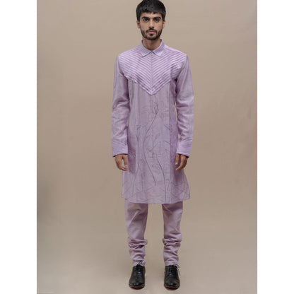 Runit Gupta Lilac Embroidered Kurta (Set of 2)