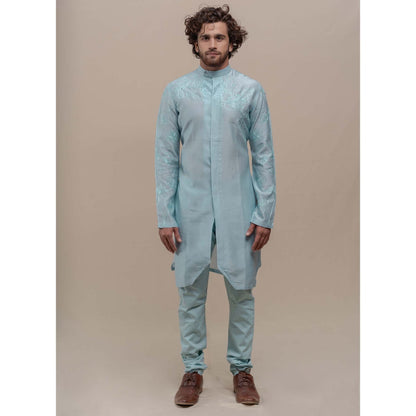 Runit Gupta Powder Blue Embroidered Kurta (Set of 2)