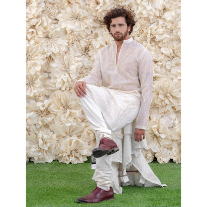 Runit Gupta Ivory Embroidered Kurta (Set of 2)