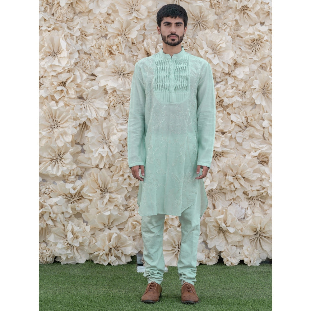 Runit Gupta Mint Embroidered Kurta (Set of 2)