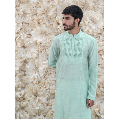 Runit Gupta Mint Embroidered Kurta (Set of 2)