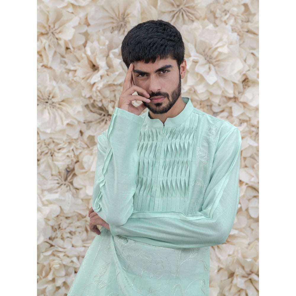 Runit Gupta Mint Embroidered Kurta (Set of 2)