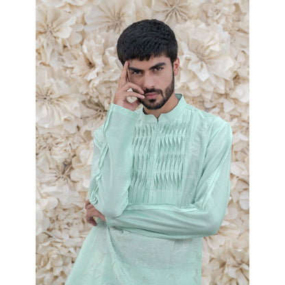 Runit Gupta Mint Embroidered Kurta (Set of 2)