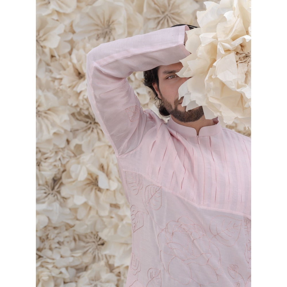 Runit Gupta Light Pink Embroidered Kurta (Set of 2)