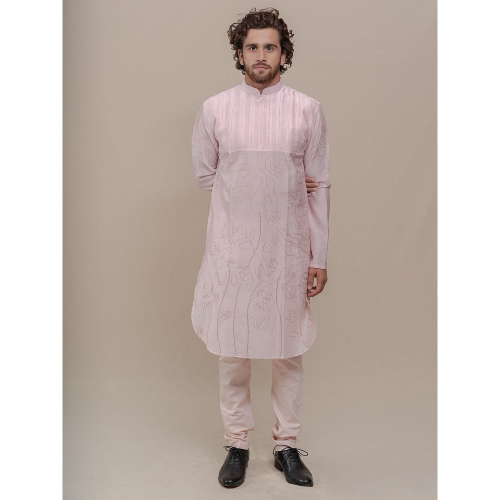 Runit Gupta Light Pink Embroidered Kurta (Set of 2)