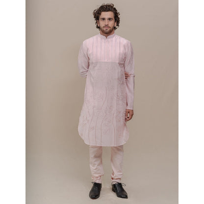 Runit Gupta Light Pink Embroidered Kurta (Set of 2)