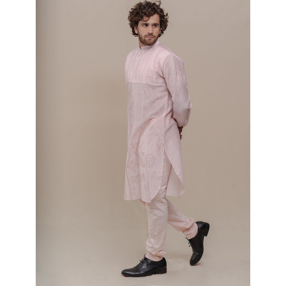 Runit Gupta Light Pink Embroidered Kurta (Set of 2)