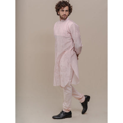 Runit Gupta Light Pink Embroidered Kurta (Set of 2)