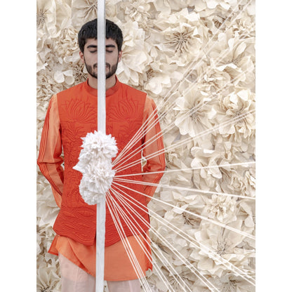 Runit Gupta Carrot Handquilted Silk Half Jacket