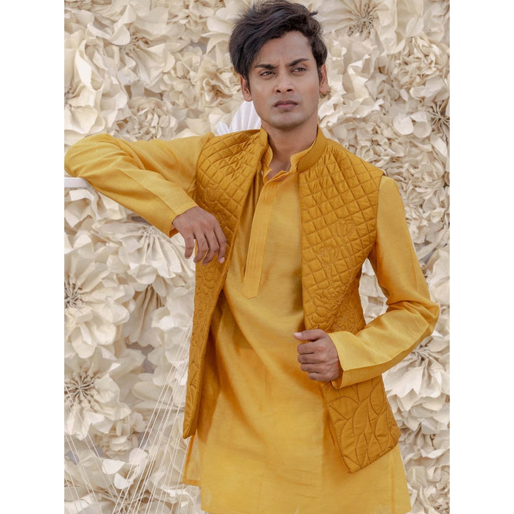 Runit Gupta Marrie Gold Handquilted Silk Half Jacket