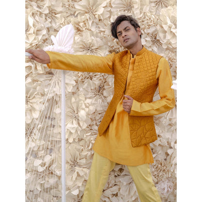 Runit Gupta Marrie Gold Handquilted Silk Half Jacket