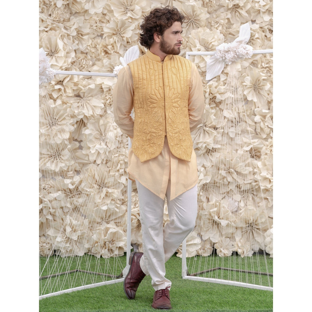 Runit Gupta Cream Bundi-Kurta (Set of 3)