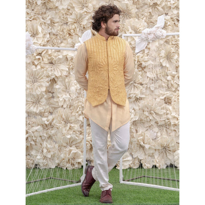 Runit Gupta Cream Bundi-Kurta (Set of 3)