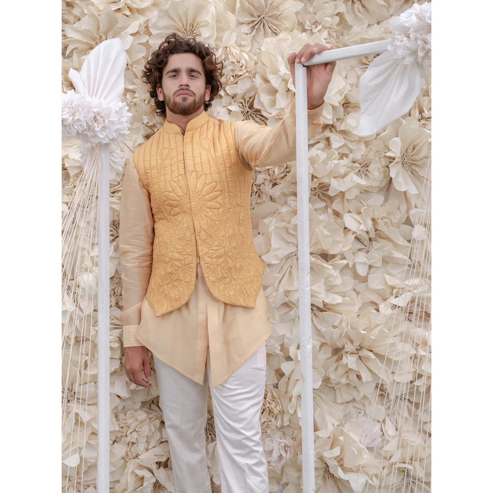 Runit Gupta Cream Bundi-Kurta (Set of 3)