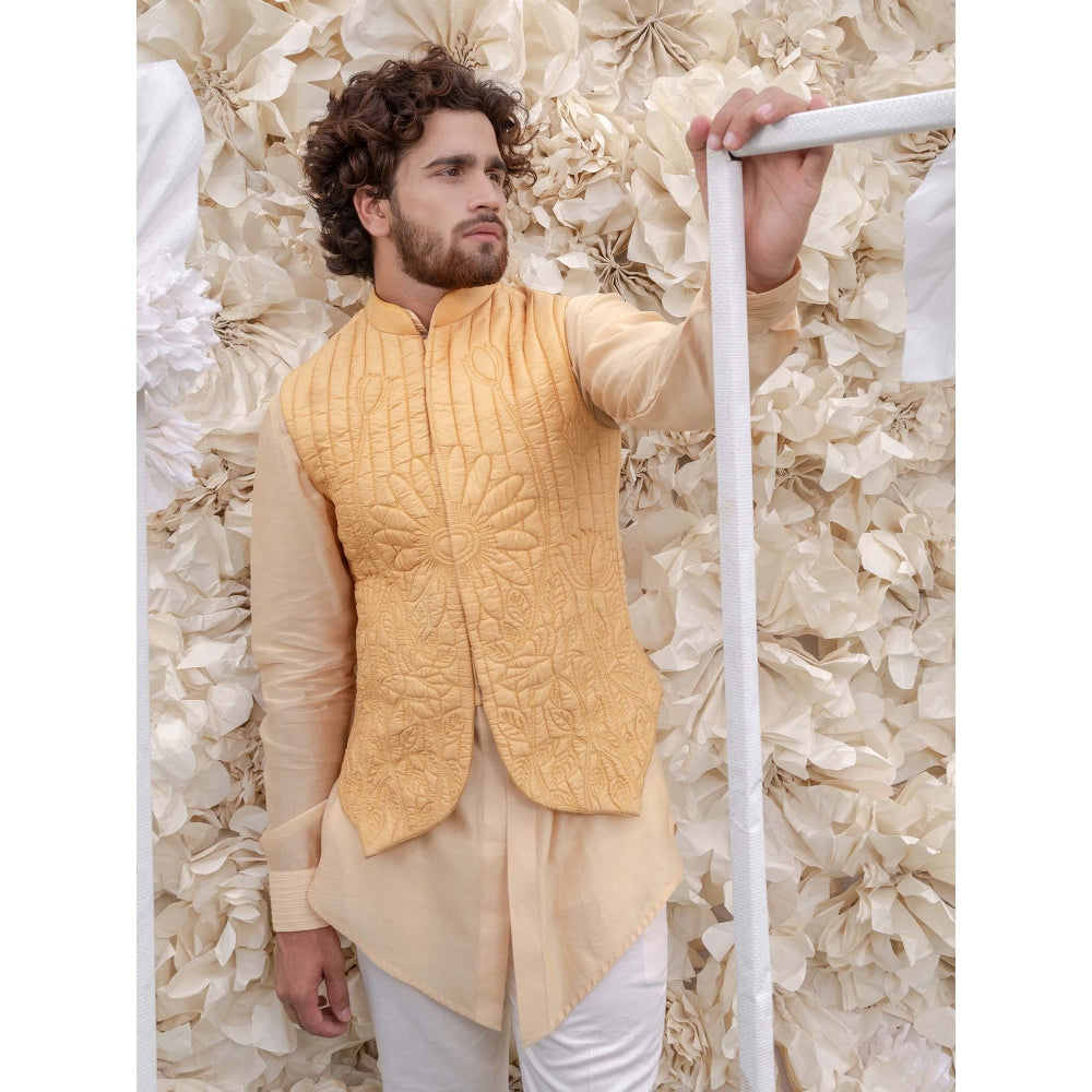 Runit Gupta Cream Bundi-Kurta (Set of 3)