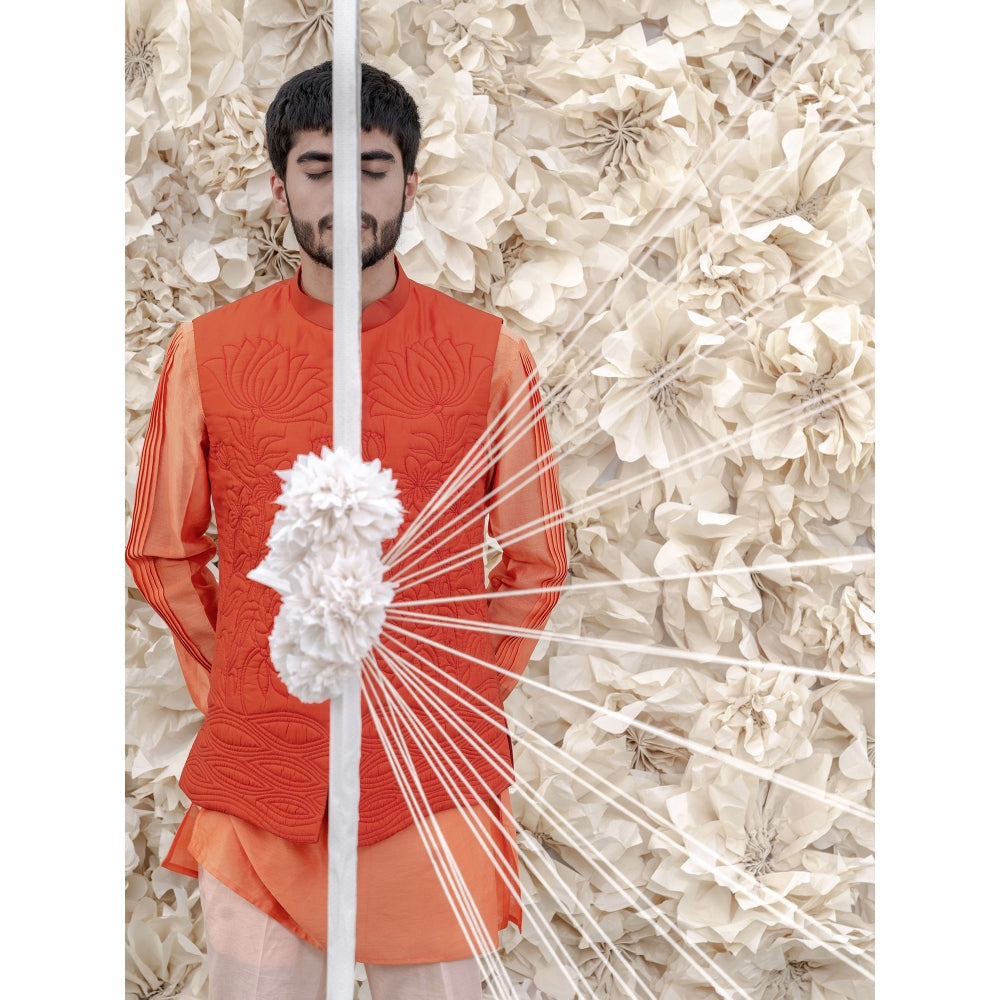 Runit Gupta Carrot Bundi-Kurta (Set of 3)