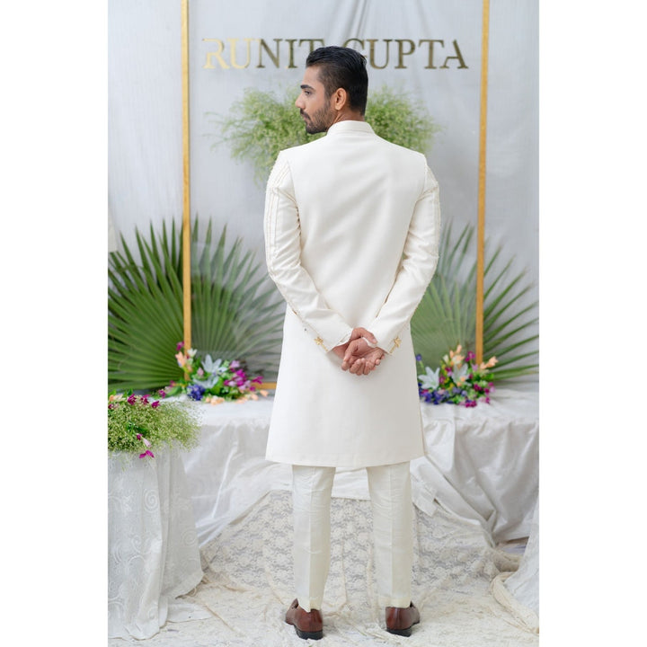 Runit Gupta Amir Off White Embroidered Sherwani Kurta with Pyjama (Set of 3)