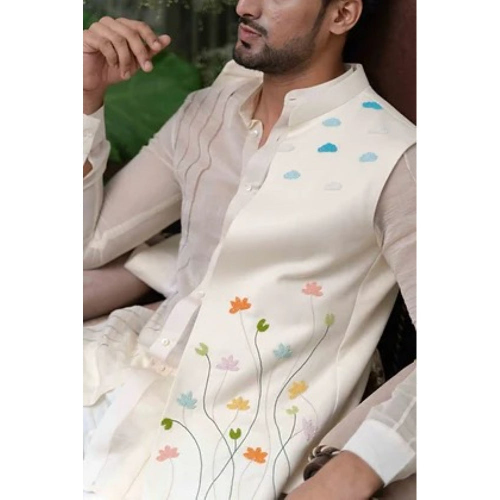 Runit Gupta Off White and Multicolor Embroidered Bundi