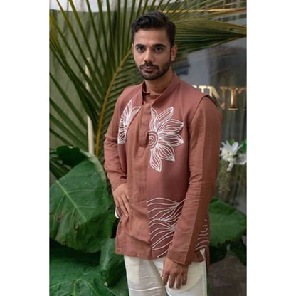Runit Gupta Brown Embroidered Bundi