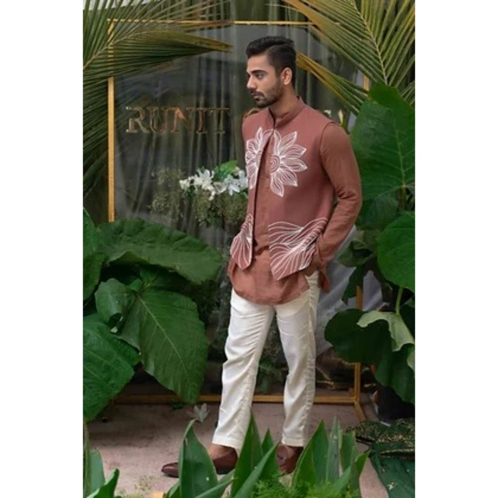 Runit Gupta Brown Embroidered Bundi