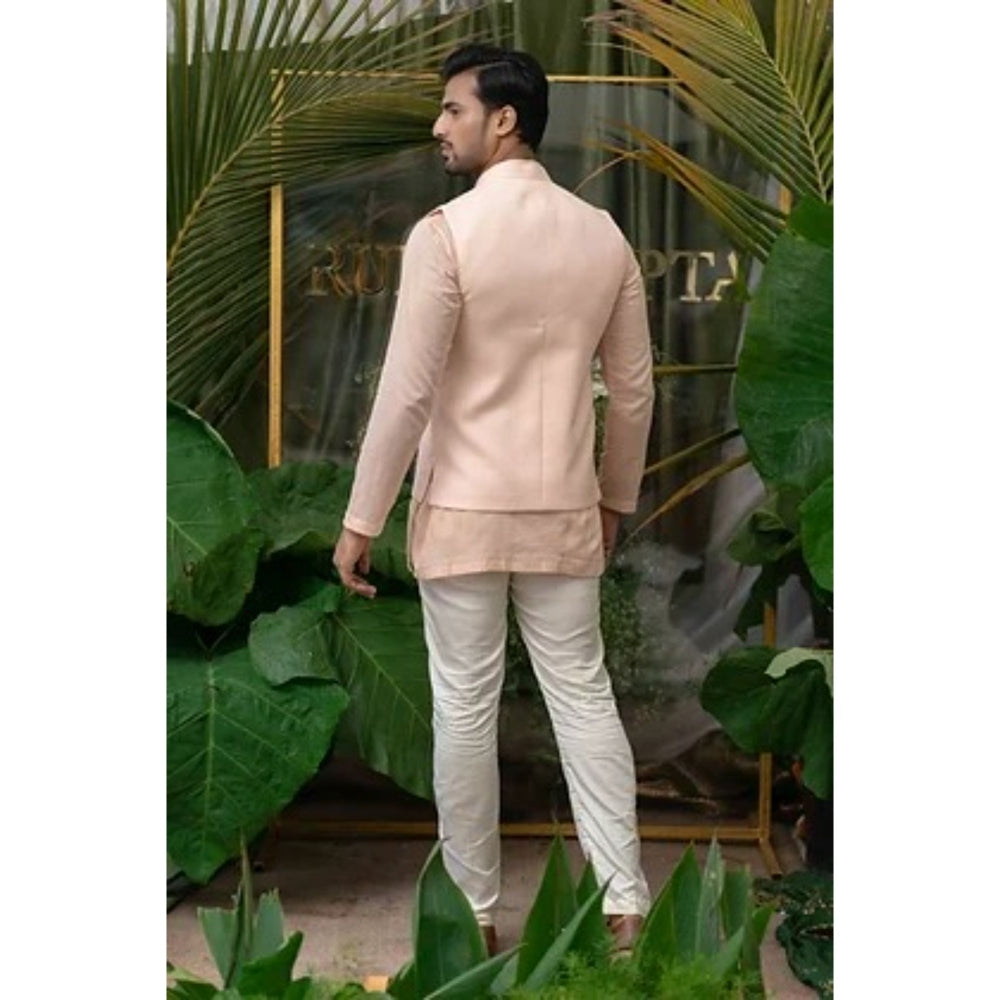 Runit Gupta Blush Pink and White Kurta with Pyjama (Set of 2)