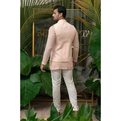 Runit Gupta Blush Pink and White Kurta with Pyjama (Set of 2)