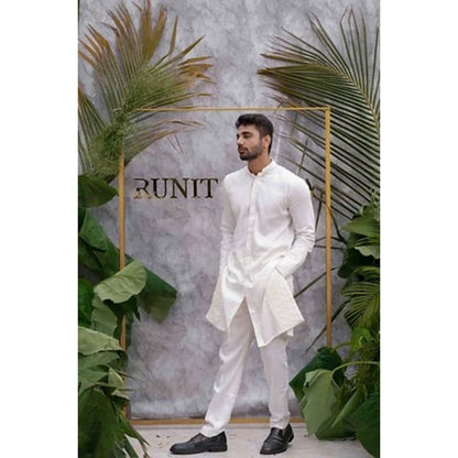 Runit Gupta Off White Quilted Kurta with Pyjama (Set of 2)